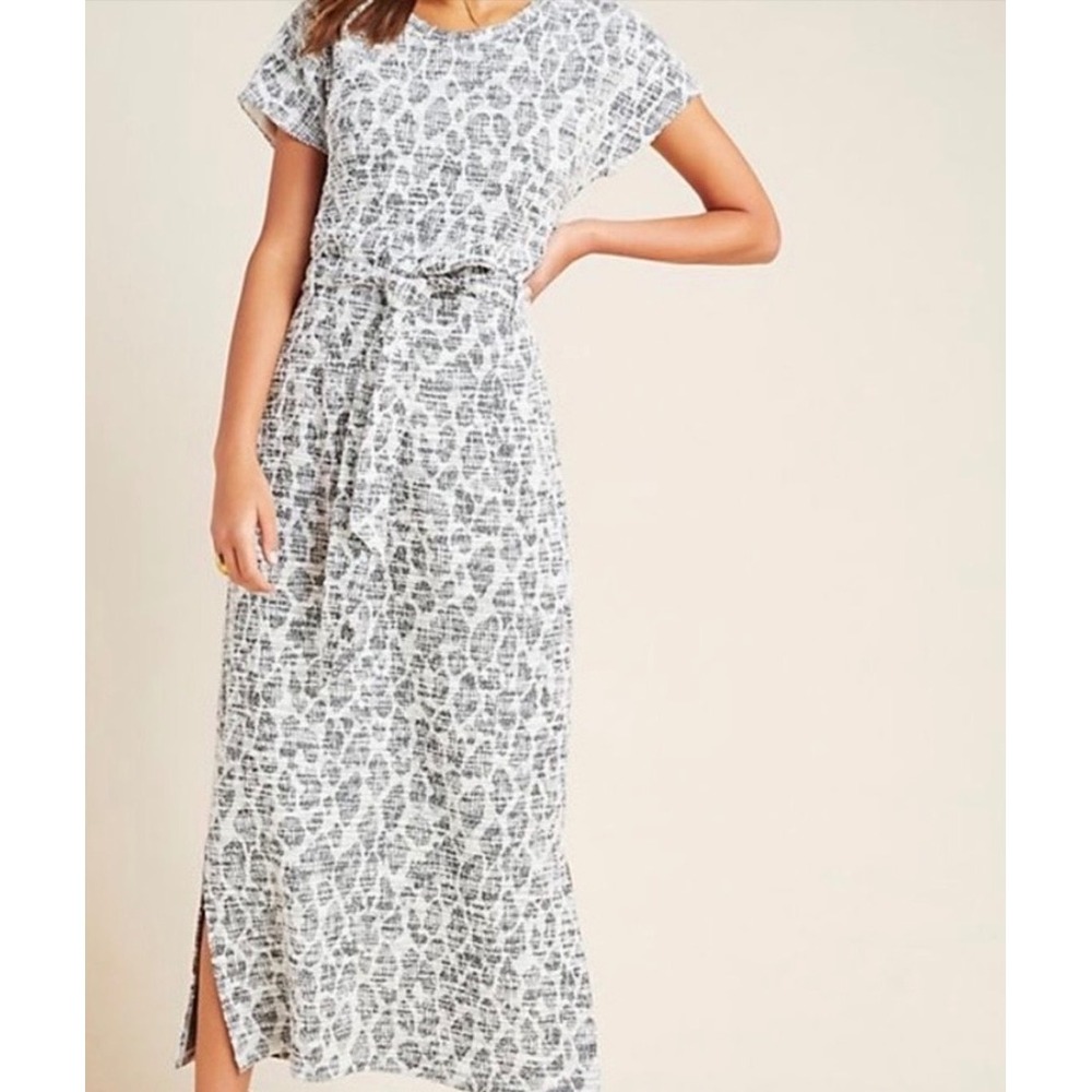 Dolan Anthropologie Left Coast Taleen Textured Belted Midi Dress Black White XS